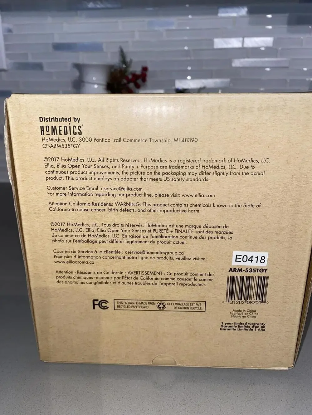 Ellia Ascend Ultrasonic Aroma Diffuser, by HOMEDICS New (WHB3)